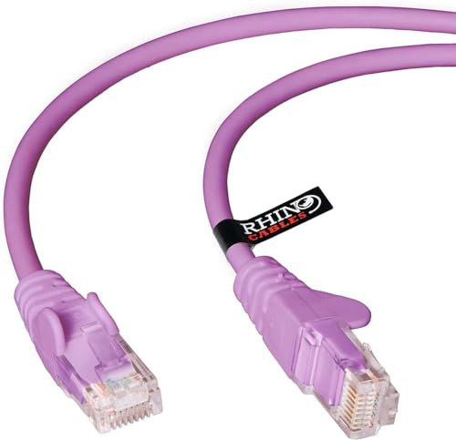 rhinocables CAT 5e High-Speed Ethernet Cable - Reliable LAN Network RJ45 Cable for Fast Internet & Data Transfer | Durable WiFi Broadband Cable for Gaming & Streaming, (15m, Purple, Pack of 3)