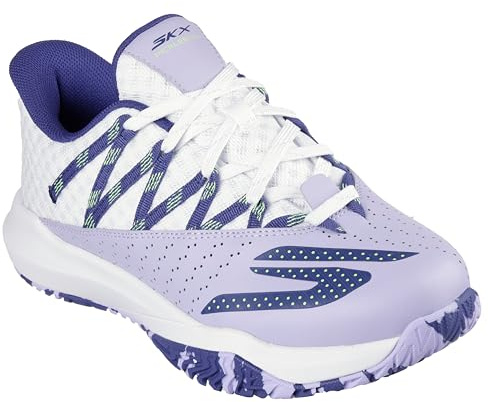 Skechers Women's Viper Court Rally Sneaker, White Leather Purple Mesh, 41 EU