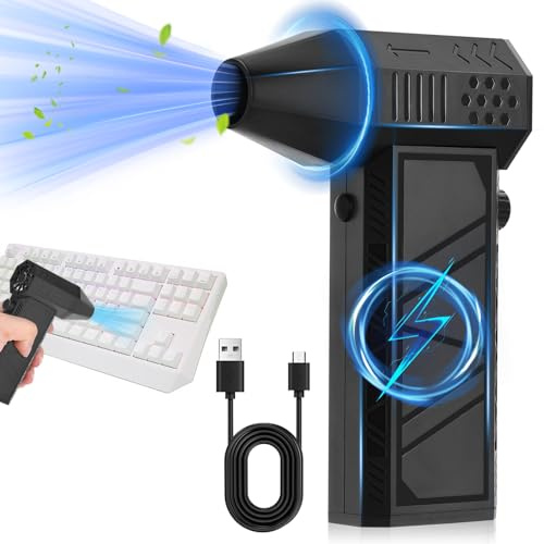Potente Plumero de Aire Eléctrico,Soplador de Aire Comprimido Inalámbrico de 130000 RPM para limpieza de PC,Soplador Turbo Vortex,Pistola de Aire Recargable Reutilizable Para Laptop,Teclado,Coche