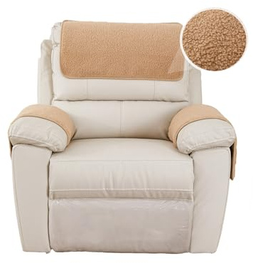 GYHH Armlehnenschoner Für Sessel Mit Tasche, Sesselschoner Sesselauflage, Sesselbezug Für Fernsehsessel, Lambswool Fleece rutschfest Möbelschutz Für Sofa, Stuhl (Camel,1 Sitzer)