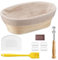 HaWare Cesta de fermentación, cesta de fermentación ovalada de 25 cm, juego de pan con forro, cuchillo de panadero, espátula de masa y cepillo para hornear, cesta de pan de masa fermentada, accesorios