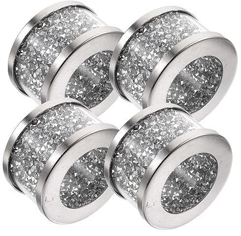 WATIIFUFU 4stücke Teiliges Serviettenring Edelstahlrahmen Und Funkelnden Kristall-Diamant-Verzierungen Wiederverwendbar Glatte Oberfläche Elegante Tischdekoration Für Partys Restaurant