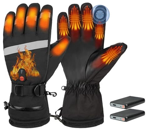 YWNYT Beheizte USB-Handschuhe für Männer und Frauen, 7,4 V, 6000 mAh, wiederaufladbare elektrische Heizhandschuhe, sensibles Touch-Design, Handwärmer, wasserdicht, beheizte Handschuhe für Radfahren,