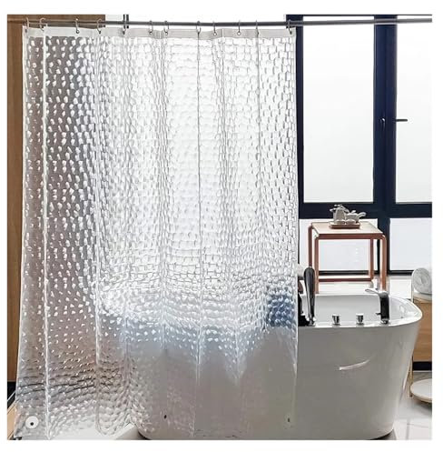 SHBHWS Duschvorhang Transparenter Duschvorhang mit 3 gewichteten Magneten, Duschvorhang, wasserdichter Kunststoffvorhang für Badewanne und Dusche im Badezimme(180x200cm)