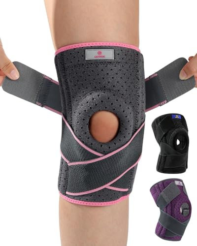 ABYON Knee Support for Women, Adjustable Non-Slip Knee Brace with Side Stabilizers and Open Patella Gel Pad for Arthritis, Meniscus Tears, LCL/MCL/ACL Ligament Joint Pain (4XL/5XL)