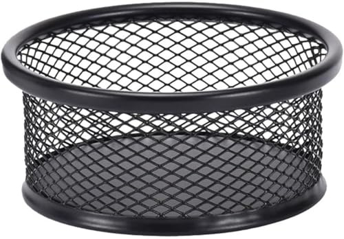 Cldaisy 1Pc Black Metal Paper Clip Holder Mesh Paperclip Bowl Binder Clip Dispenser Desk Bobby Pin Container Organizer for Home Office Classroom School Desk Supplies Holders Dispensers