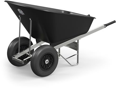 Agri Barrow Wheel Barrow 160 Litre Plastic Wheelbarrow with Puncture Proof Twin Slim Tyres, Black – Ideal for Equestrians, Farmers, Gardeners, Stable Yards, and Heavy-Duty Use