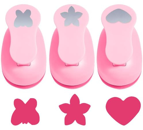 XFSRG Fustellatrice per Carta con Motivi per Bambini Set di 3 Perforatrici Decorative a Forma di Cuore Fiocco di Neve e Altri Taglia Carta Creativa