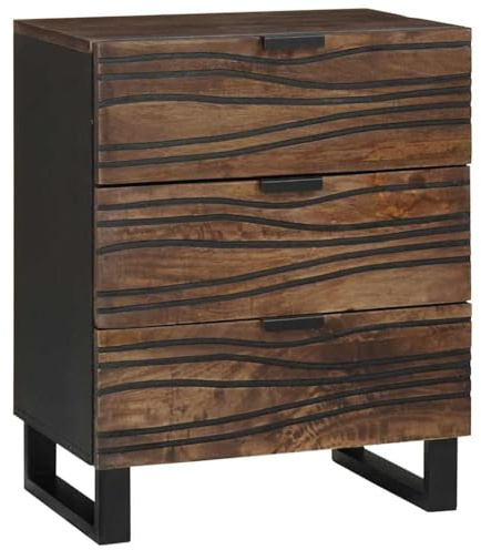 Nachtschrank Nussbaum 50 x 33 x 60 cm massives Mangoholz Möbel Tisch Nachttisch