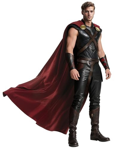 keland Capa medieval Thor para hombre y mujer, disfraz de Halloween (rojo)