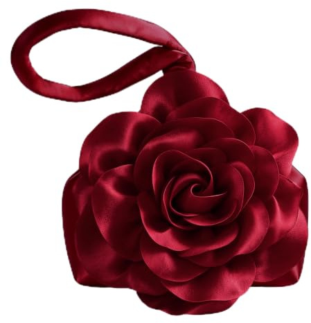 BABEYOND Handtasche Damen mit Rosenverzierung, Elegante Clutch für Abendparty & 1920er Jahre - Abschlussball, Hochzeit Brautzubehör（Rot）