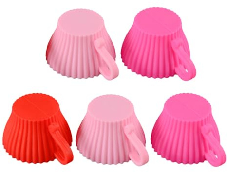TOYANDONA Stampi Muffin in Silicone 5 Pezzi Riutilizzabili per Dolci | Budino e Gelatina, Flessibili e Antiaderenti, Formato per Uso Domestico Colore Casuale