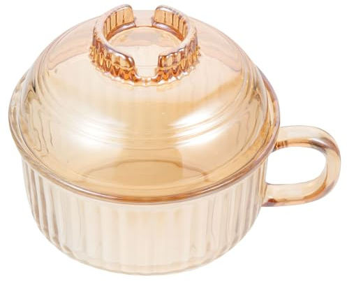 FUNNETOYU Tazón de Vidrio para Sopa con Tapa Resistente y Decorativo para Ramen Japonés Pasta y Estofados Apto para Hogar Restaurantes y Eventos