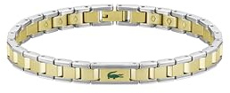 Lacoste Men's Metropole Edge Link Bracelet - Watch-Inspired H-Link Design with Green Enamel Crocodile - Gift for Him