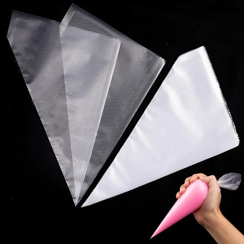 100 Pcs Disposable Piping Bags - 12 Inch Heavy Duty Pastry Bags for Cake Decorating, Icing, Frosting, Cupcakes, Cookies, and Pastries - Food Grade, Anti-Burst, Clear Plastic Icing Bags for Baking Supp