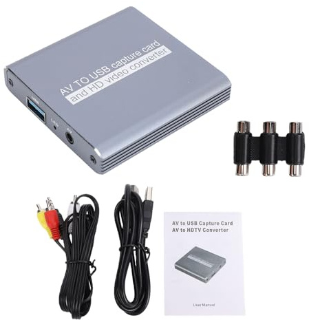 Plyisty Convertitore da AV a Digitale, Scheda di Acquisizione Video USB 3.0 per Videoregistratore DVD Hi8, Salva Vecchi Nastri Sul Computer con Anteprima HD in Tempo Reale