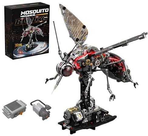 Mechanischer Mücken Bausatz – 747Stk Technik Insekten-Mücken Klemmbausteine, Cyberpunk-Insekten-Tiermodell-Spielzeug, Sammlerstücke, Schreibtisch-Deko Geschenke für Erwachsene und Jugendliche(DD)