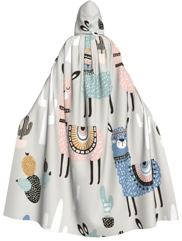 CKGODGF Llama Cactus Print Carnival Costumes,Party Capes,Adult Hooded Capes,Witch Robes,Fashion Cloaks,Cosplay Robe