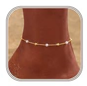 HARJJME Bracelet Cheville Femme Or Imperméable Chaine de Cheville Plaqué Or 18K Petite Marguerite Perle Bracelets de Cheville Réglable Pieds Boho Bijoux D'été Cadeau Femme Filles