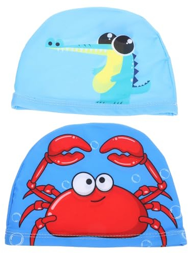 MAGICLULU Gorros de Natación Infantiles 2 Piezas, Gorros Flexibles de Poliéster Niñas Protección de Orejas, Antideslizantes y Cómodos para Piscina y Baño