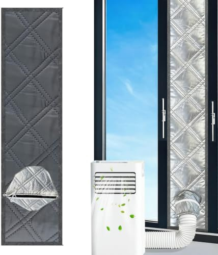 Kit de aislamiento de ventana de aire acondicionado portátil de 3, sello de ventana de CA para corredera, gris plateado, 9, 84x98, 43 pulgadas