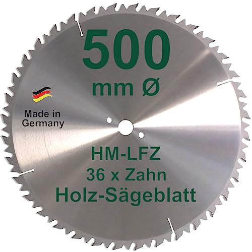 HM Sägeblatt 500 mm LFZ Flach-Zahn Hartmetall Widea für Brennholz Hartholz Kreissägeblatt für Wippsäge und Brennholzsäge 500mm