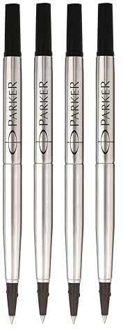 Parker Quink Ersatzmine für Tintenroller, feine Spitze, Schwarz, 4 Stück