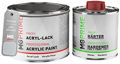 Pantone 428C Grey Peinture acrylique brillante Pot de 0,75 litre / 750 ml, y compris le durcisseur