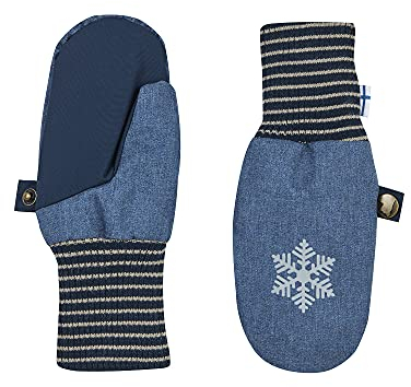 Finkid Rukkanen Ice Blau - wasserdichte warme Kinder Fäustlinge, Größe L - Farbe Denim - Navy