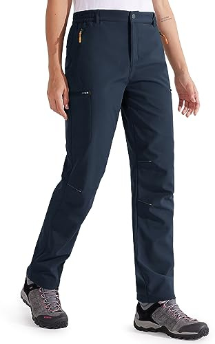 Libin Pantaloni Trekking Donna Invernali Pantaloni Sci Softshell Termici Escursionismo Impermeabili Neve Lavoro Pantaloni da All'aperto Outdoor, Marine XXL