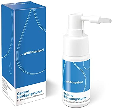 Gerland Reinigungsspray - Für Hörgeräte, Otoplastiken & Gehörschutz - Mit Bürste & Zerstäuber - Für eine Schonende, Gründliche Reinigung - 30 ml
