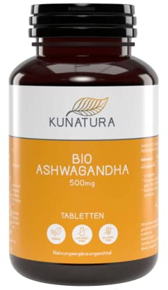 KUNATURA - Bio Ashwagandha - 300 Stück Tabletten á 500mg zur Einnahme -hochdosiert – laborgeprüft – indische Schlafbeere – 100% reines Bio Ashwagandha – 2000mg pro Tagesdosis