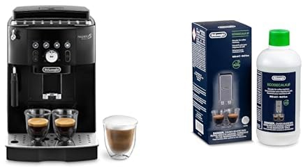 De'Longhi Magnifica S Smart ECAM 230.13.B Kaffeevollautomat mit Milchaufschäumdüse für Cappuccino, Espresso-, Kaffee- und Long Coffee Direktwahltasten, x2 Funktion, Schwarz mit DLSC 500 Entkalker