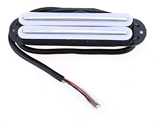 Hot Rails Humbucker Strat Pickup Single Coil Größe für Fender ST Stratocaster Squier E-Gitarre, weißer Körper mit Chromschienen