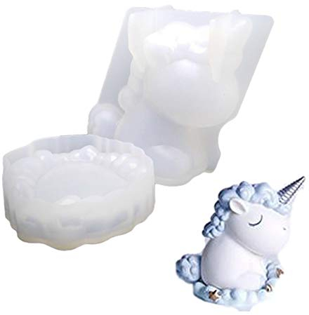 1Pcs Silicone Unicorn Casting Mold, 3D Resin Unicorn Mould,Animal Silicone Moulds,Cupcake Topper Birthday Fondant Cake Decorating Tools for Soap, Candle,Polymer Clay,Home Decorations