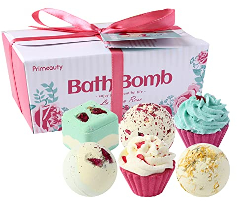 Badebombenn Geschenkset - 6 BIO Aromatherapie Badebomben, Stressabbau & Entspannung Duftdusche Badesalz Ball für Valentinstag/Geburtstagsgeschenk/Muttertag/Geschenkideen für Frauen