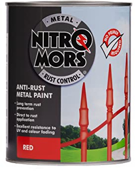 Nitromors Smooth Metal Paint Red, 750 ml, No Primer Required, UV Resistant, Rust Protection for Doors and Garden Furniture
