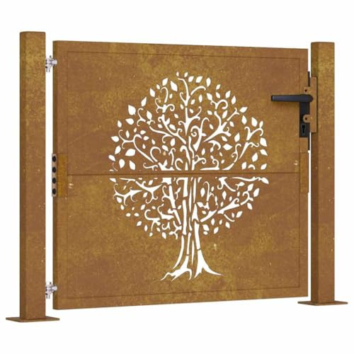 vidaXL Gartentor 100x100 cm Cortenstahl Baumdesign