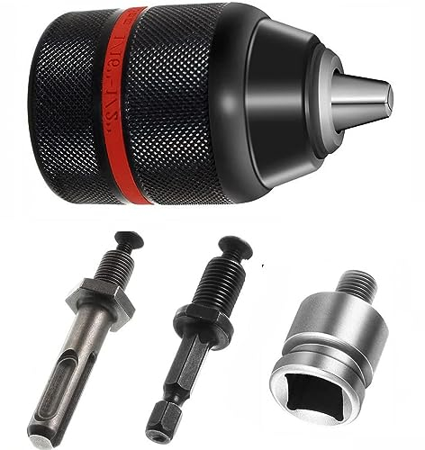 Shallho 4 pezzi mandrino a mano senza chiave, 1,5 mm 13 mm 1/2 -20UNF, mandrino a sgancio rapido per trapani e avvitatore a percussione, adattatore per mandrino SDS