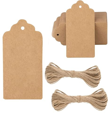 LIANRISES 100 Stück Kraftpapier Anhänger Etiketten Zum Beschriften Weihnachten Geschenkanhänger Etiketten für Flaschen Geschenkanhänger Stern für Hochzeit Geburtstag Party Geschenke DIY Mit Schnur