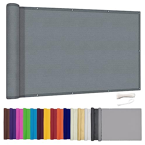 Lingle888 Balkon Sichtschutz PB2 PES blickdichte Balkonumspannung mit Ösen und Kabelbinder 8 Tage geliefert - in div.20 Größen & 14 Farben 420D(Grau,0.7x4m)