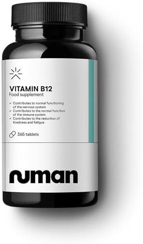 Numan Vitamin B12 Tablets High Strength – 1000mcg - B12 Vitamin - 365 Easy to Swallow Capsules - 1 Year Supply - B12 Supplement - Energy Supplements