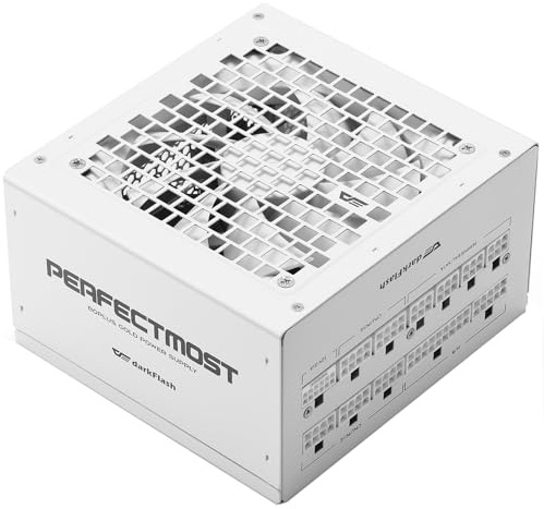 darkFlash PMT Fully Modular Power Supply ATX 3.1& PCIe 5.1 Ready, 2 x 12VHPWR Cable Included, 100% Japanese 105°C Capacitors, 80 Plus Gold Gaming PSU (80+ Gold (ATX 3.1) WT, 750 Watts)