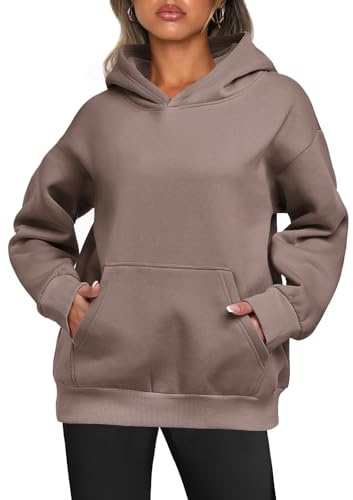 Enwokran Sweat à Capuche Femme Automne Hiver Oversized Sweatshirts Manches Longues Polaire Classic Hoodies Pullover avec Poches (Kaki, XL)