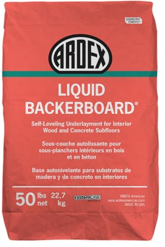 Ardex Liquid BackerBoard, Portland Cement-Based Self-Levelling Underlayment for Encapsulating in-Floor Electrical Heating Systems, Interior Wood and Concrete Subfloors, 50 lb (22.7 kg) Bag