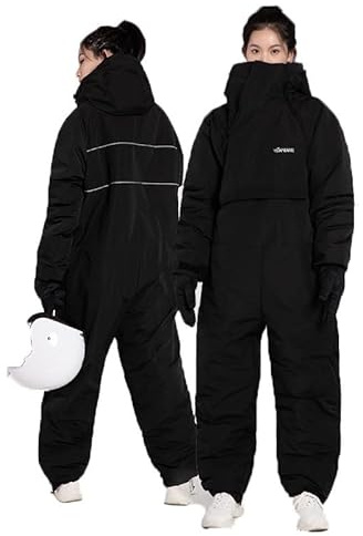 KYOFIS Traje De Nieve Mono De Esquí Aislado, Ropa De Moto A Prueba De Viento, Traje De Rescate Traje De Nieve, Impermeable A Prueba De Viento, for Adultos/Hombres/Mujeres(Black,XX-Large)