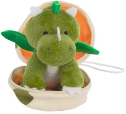 Idena 40367 - Mini dinosaure en peluche dans un œuf - Environ 13 cm - Doudou dinosaure vert - Peluche à câliner et à aimer