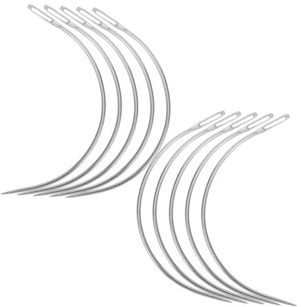 OUNONA 100pcs Curved Sewing Needles c Type Large Hand Sewing Needles for Upholstery Hair Extension and Braiding Pp Storage Box for Home and DIY Repairs