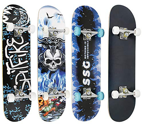 Skateboard Complet pour Enfants, Adolescents et Adultes, débutants, Double Kick Maple Deck Concave Cruiser Skateboard avec Outil en T