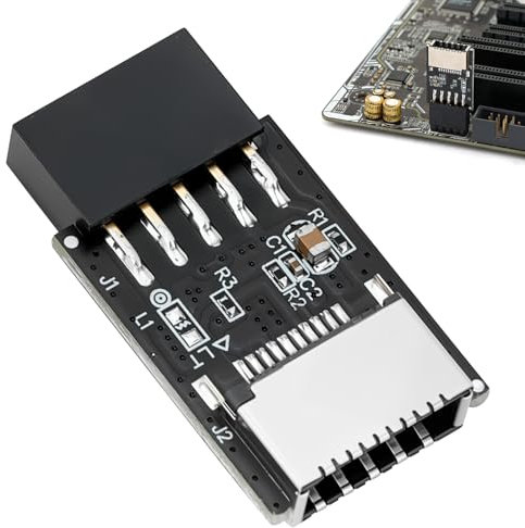 QTMMC USB 2.0 Internal Header USB (9-Pin) to 3.1/3.2 Type-C (20-Pin) Motherboard Header Extend Type E Ports to PC Front Panel A-Key Front Panel 180 Degrees Adapter